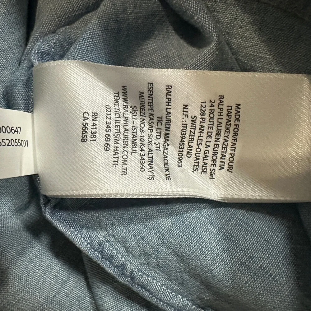 NWT‎ Polo Ralph Lauren Shirt Mens 15 38 Blue Button Up Slim Fit
